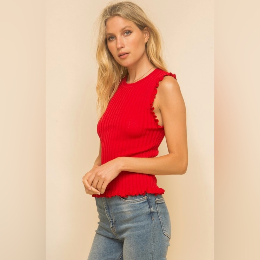 #36 SLEEVELESS FRILL TOP IN VARIOUS COLORS! - Picture 6 of 7